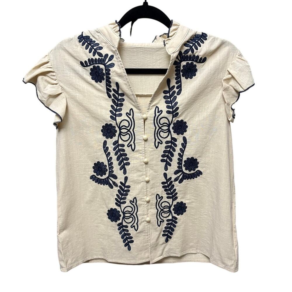 NWOT-S-Serisse Floral Embroidered Blouse